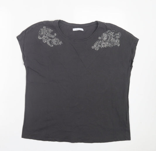 Womens UK Size L RESERVED Grey Basic T-Shirt