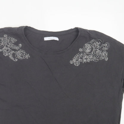 Womens UK Size L RESERVED Grey Basic T-Shirt