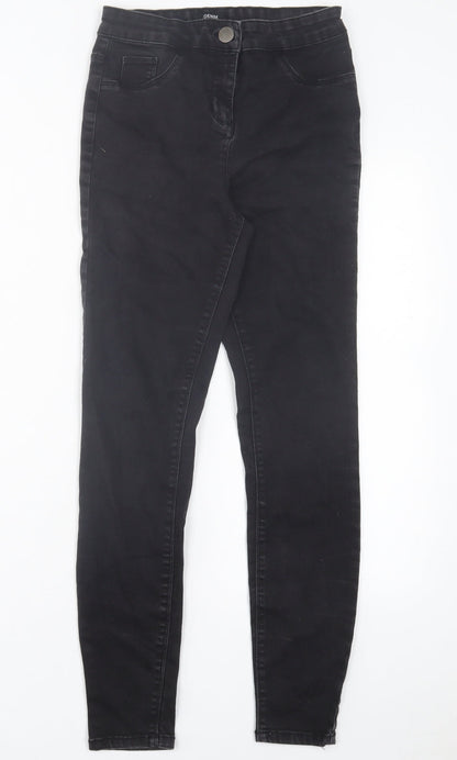 Matalan Womens Black Cotton Skinny Jeans Size 12 L27 in Regular Button