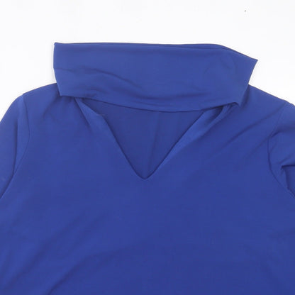 Avalon Womens Blue Polyester Basic T-Shirt Size 14 Halter