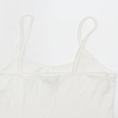 Primark Womens White Polyester Cropped Tank Size M Scoop Neck - Lettuce Edging
