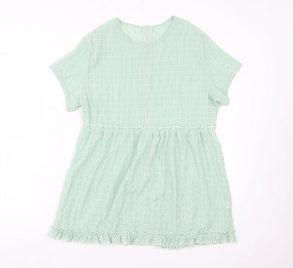 Preworn Womens Green Cotton Basic T-Shirt Size L Crew Neck