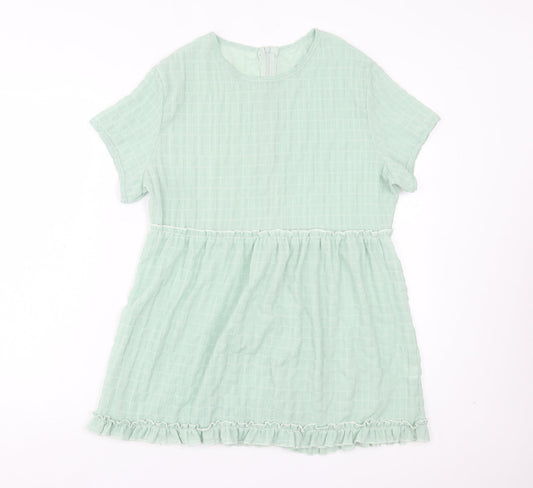 Preworn Womens Green Cotton Basic T-Shirt Size L Crew Neck