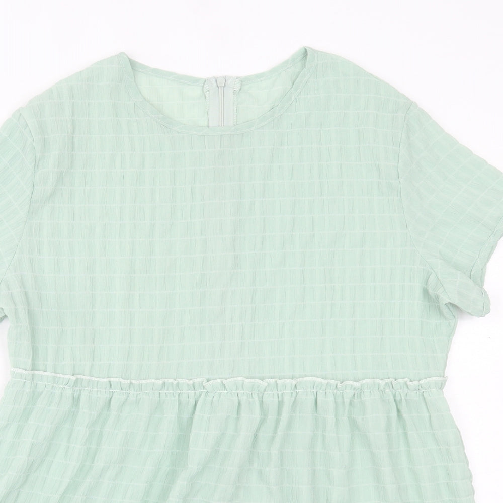 Preworn Womens Green Cotton Basic T-Shirt Size L Crew Neck