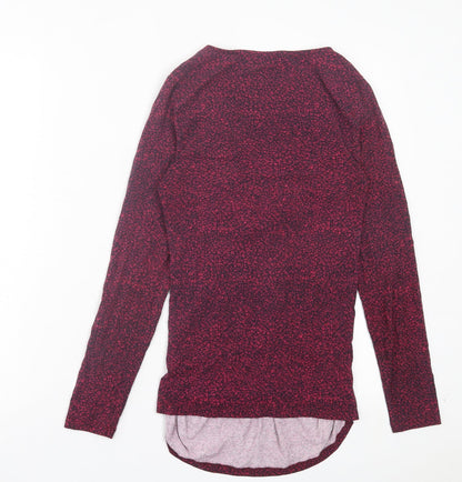 Nobbles Womens Pink Geometric Viscose Basic T-Shirt Size XS V-Neck