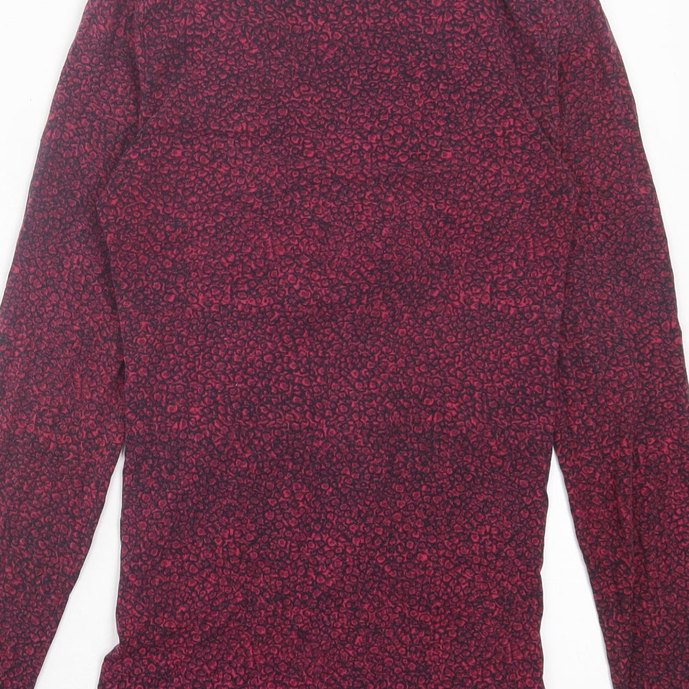 Nobbles Womens Pink Geometric Viscose Basic T-Shirt Size XS V-Neck