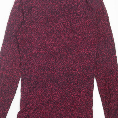 Nobbles Womens Pink Geometric Viscose Basic T-Shirt Size XS V-Neck