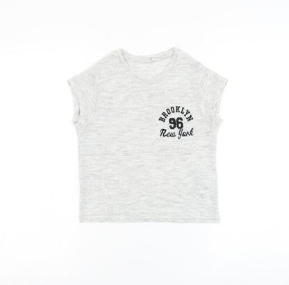 New Look Girls Grey Viscose Basic T-Shirt Size 10-11 Years Round Neck Pullover - Brooklyn New York