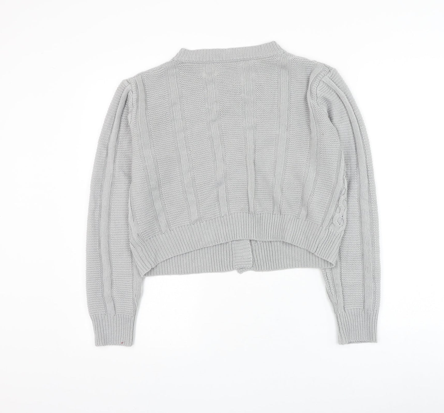 SheIn Womens Grey Round Neck Acrylic Cardigan Jumper Size S