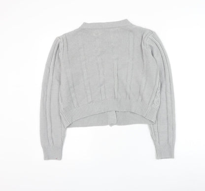 SheIn Womens Grey Round Neck Acrylic Cardigan Jumper Size S