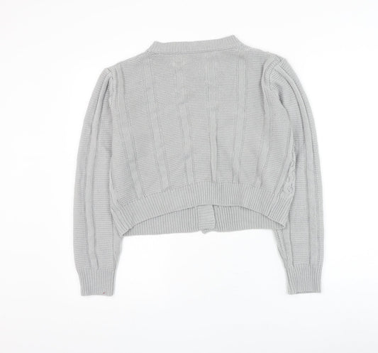 SheIn Womens Grey Round Neck Acrylic Cardigan Jumper Size S