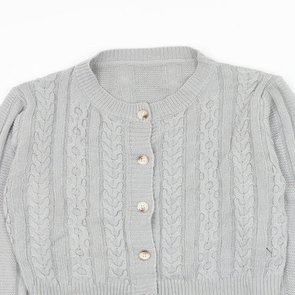SheIn Womens Grey Round Neck Acrylic Cardigan Jumper Size S