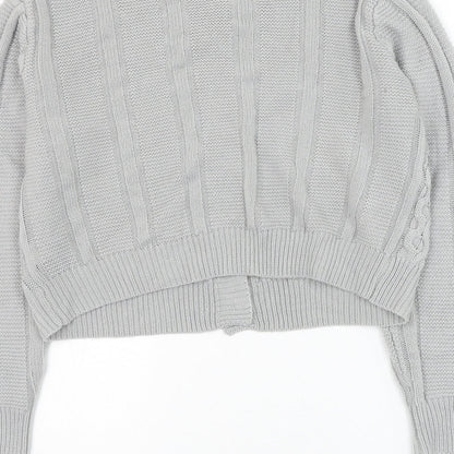 SheIn Womens Grey Round Neck Acrylic Cardigan Jumper Size S