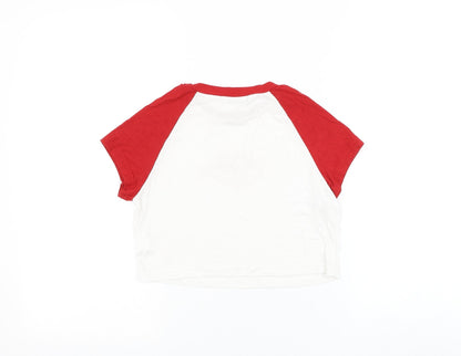 SheIn Womens White Polyester Cropped T-Shirt Size XS Round Neck - Cherub