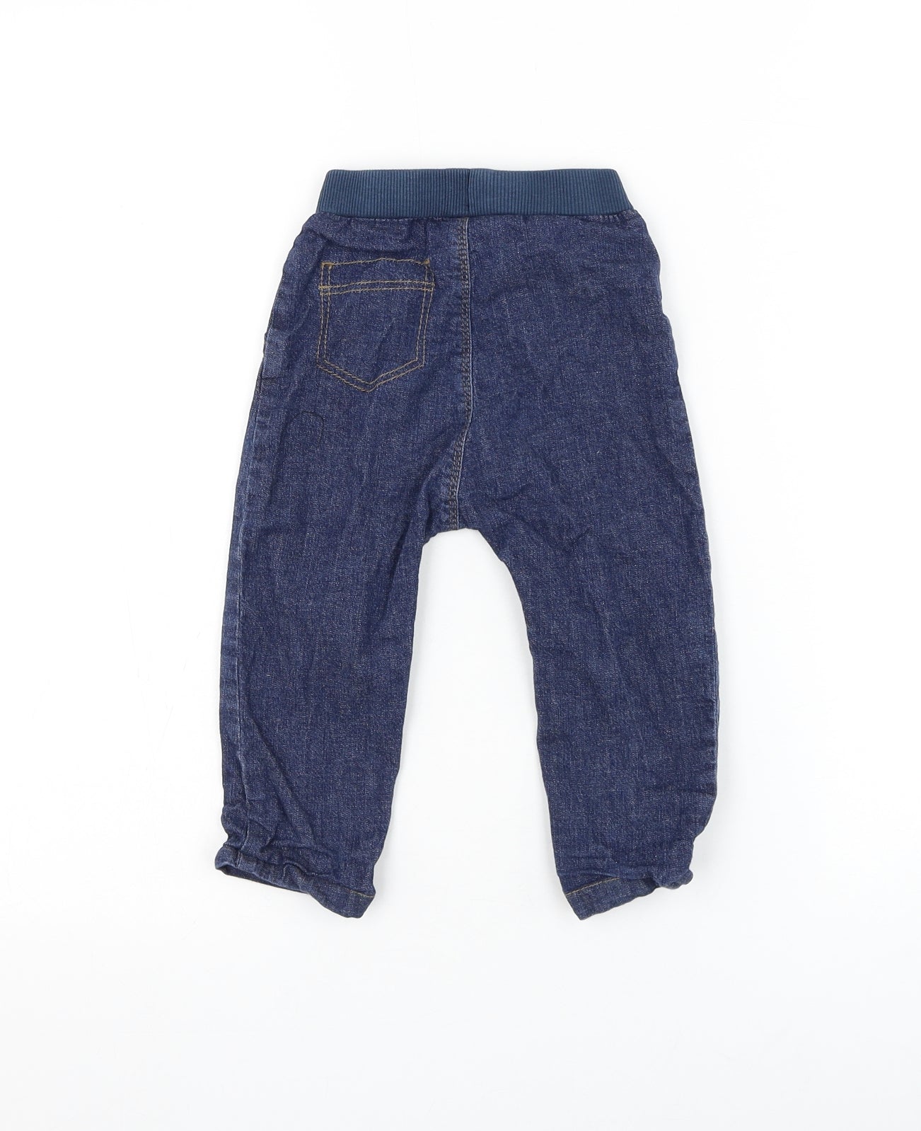 George Boys Blue Cotton Capri Jeans Size 12-18 Months Drawstring