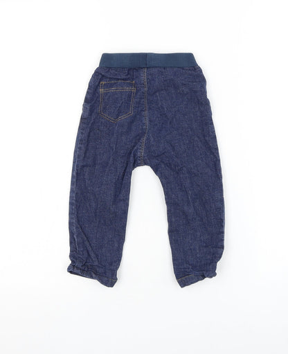 George Boys Blue Cotton Capri Jeans Size 12-18 Months Drawstring