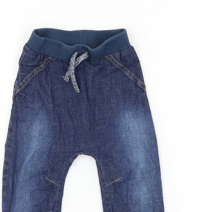 George Boys Blue Cotton Capri Jeans Size 12-18 Months Drawstring