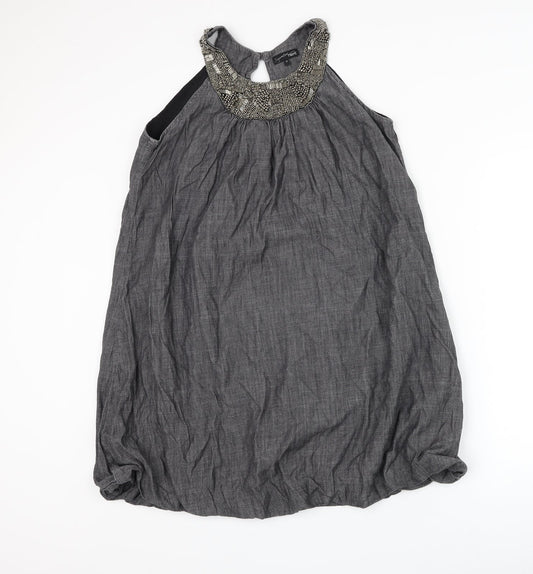 NEXT Womens Grey Cotton Shift Size 12 Round Neck Pullover