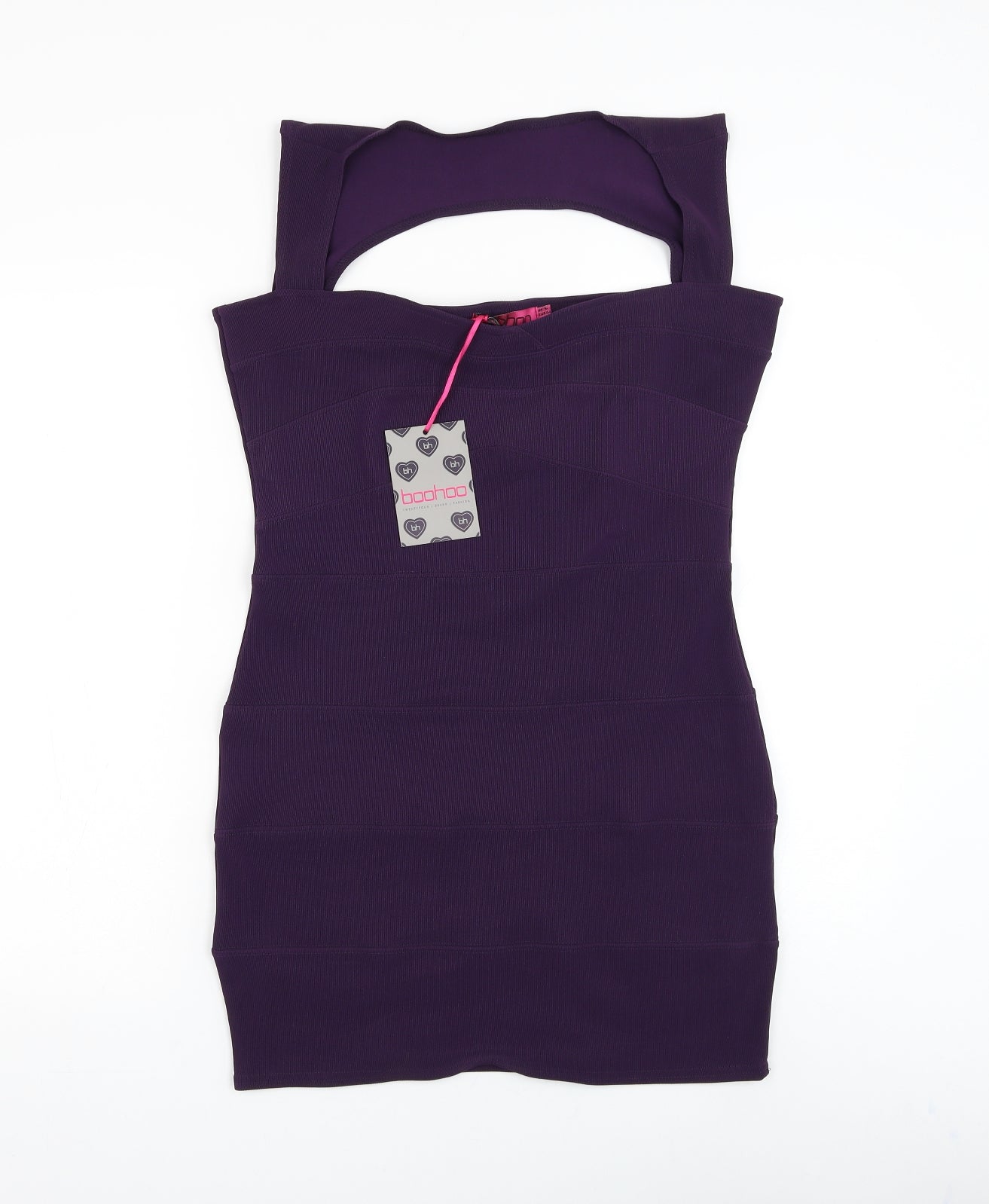 Boohoo Womens Purple Polyester Bodycon Size 16 Sweetheart Pullover