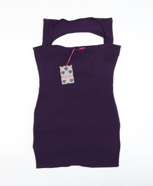 Boohoo Womens Purple Polyester Bodycon Size 16 Sweetheart Pullover