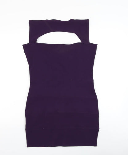 Boohoo Womens Purple Polyester Bodycon Size 16 Sweetheart Pullover