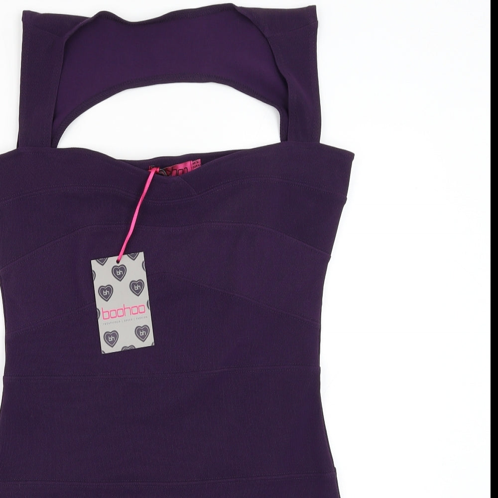 Boohoo Womens Purple Polyester Bodycon Size 16 Sweetheart Pullover