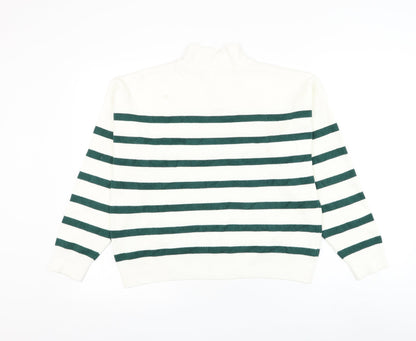 Primark Womens White High Neck Striped Viscose Pullover Jumper Size 14