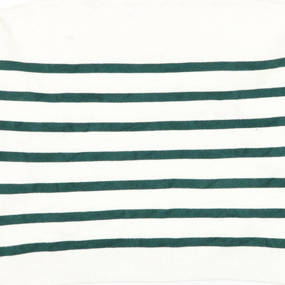 Primark Womens White High Neck Striped Viscose Pullover Jumper Size 14