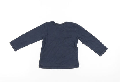 United Colors of Benetton Girls Blue Cotton Pullover T-Shirt Size 12 Months Round Neck