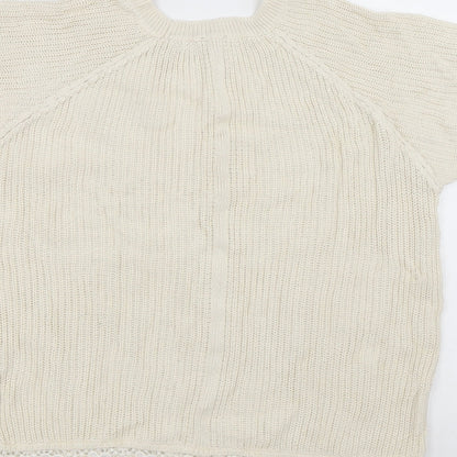 F&F Womens White Round Neck Polyester Pullover Jumper Size 12