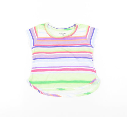 Gap Girls Multicoloured Striped Cotton Basic T-Shirt Size 12-18 Months Round Neck