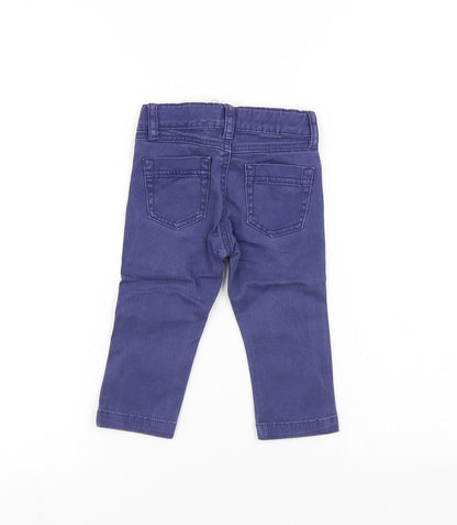 United Colors of Benetton Boys Blue Cotton Capri Jeans Size 12 Months Button