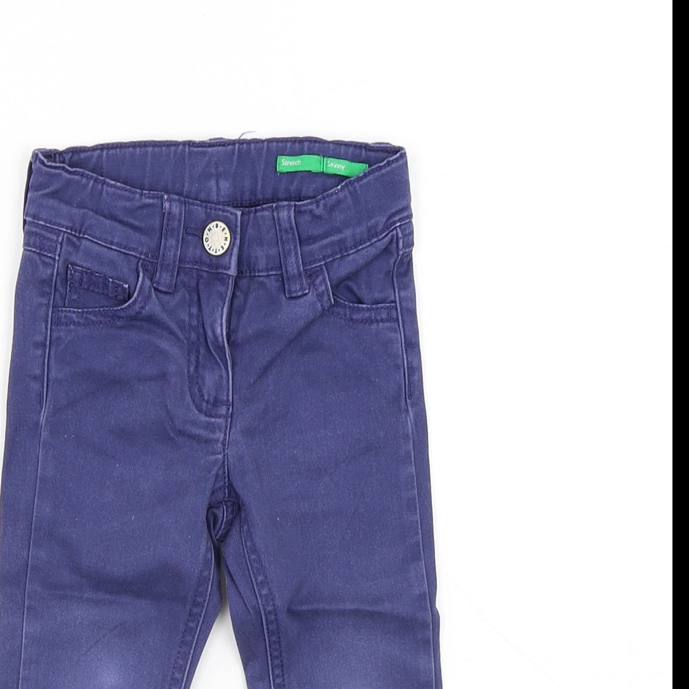 United Colors of Benetton Boys Blue Cotton Capri Jeans Size 12 Months Button