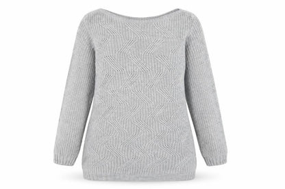 Bassini Womens Grey Round Neck Acrylic Pullover Jumper Size L