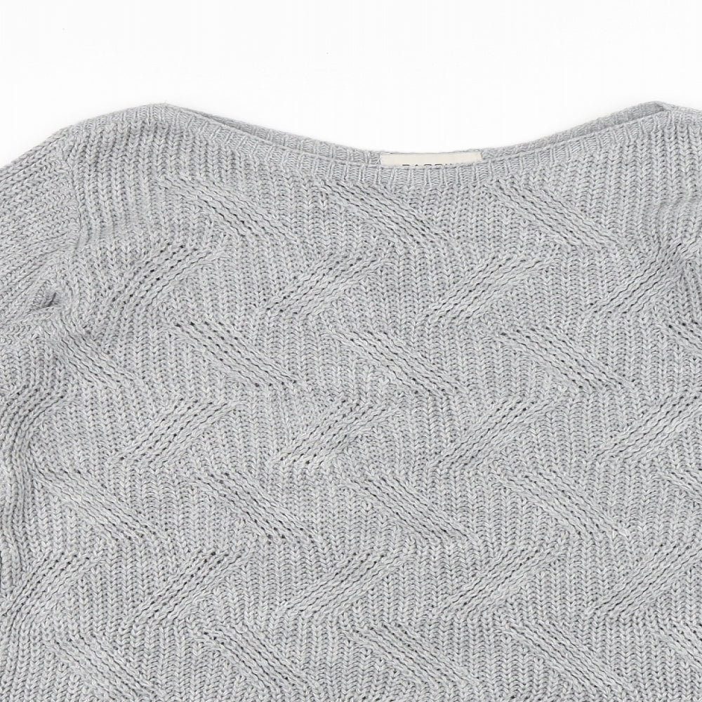 BASSINI Womens Grey Round Neck Acrylic Pullover Jumper Size L