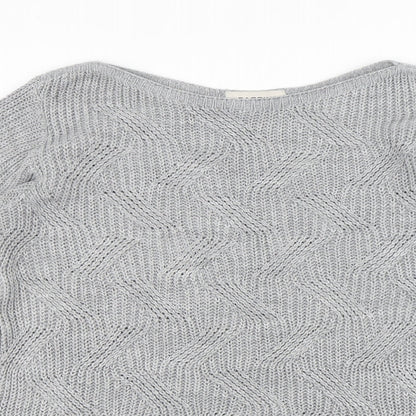 BASSINI Womens Grey Round Neck Acrylic Pullover Jumper Size L