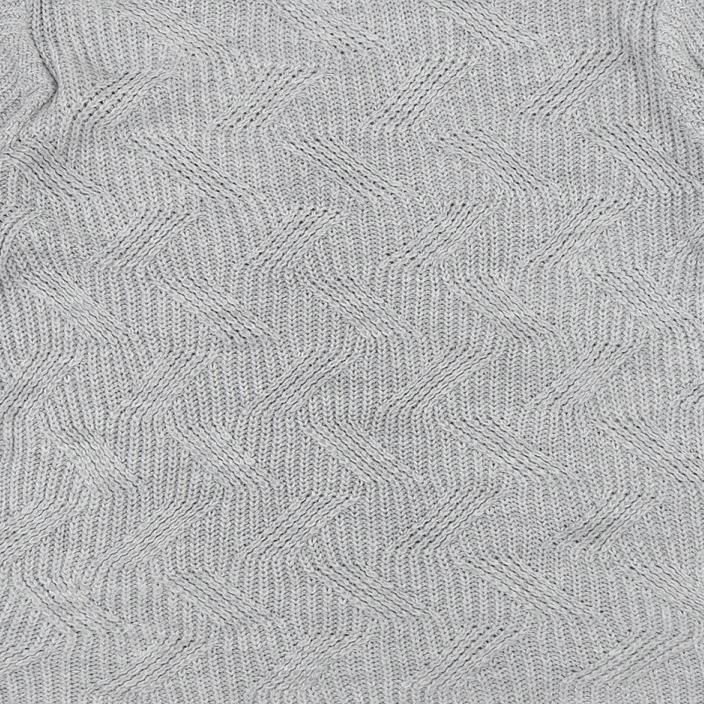 BASSINI Womens Grey Round Neck Acrylic Pullover Jumper Size L