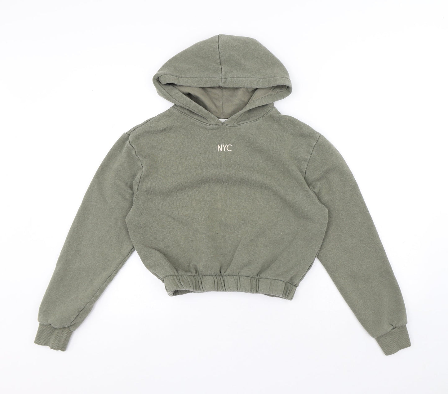 H&M Girls Green Polyester Pullover Hoodie Size 12-13 Years - NYC