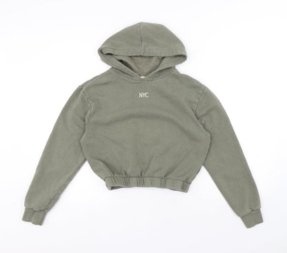 H&M Girls Green Polyester Pullover Hoodie Size 12-13 Years - NYC