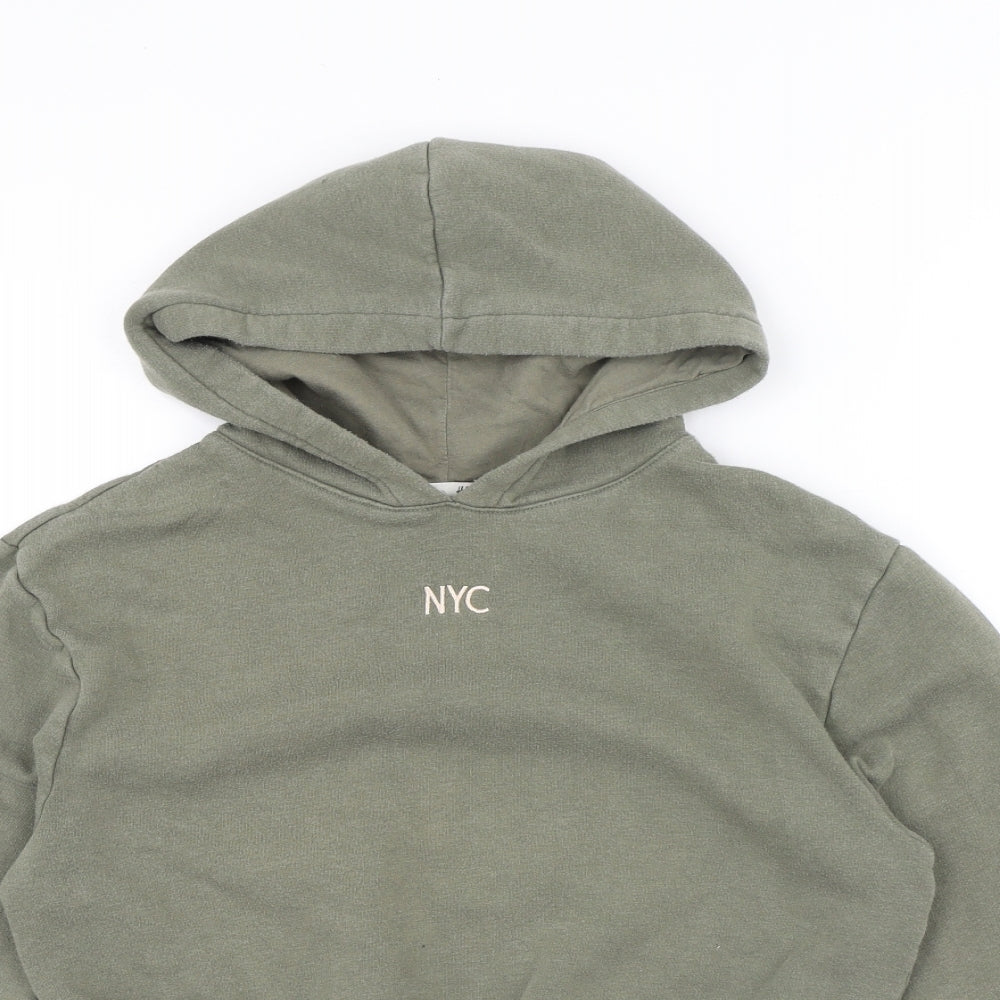 H&M Girls Green Polyester Pullover Hoodie Size 12-13 Years - NYC
