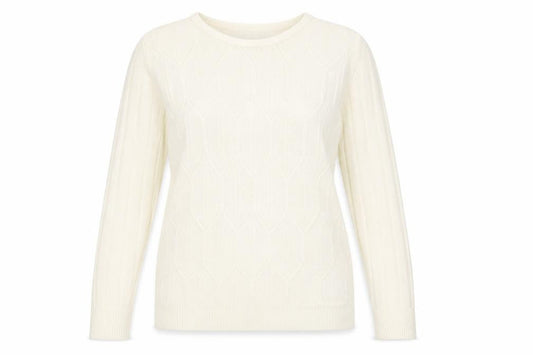 PARAMOUR Womens White Round Neck Acrylic Pullover Jumper Size S