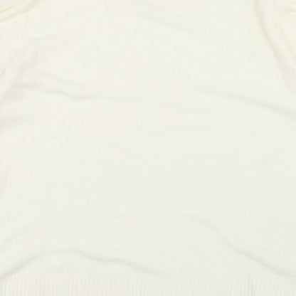 PARAMOUR Womens White Round Neck Acrylic Pullover Jumper Size S