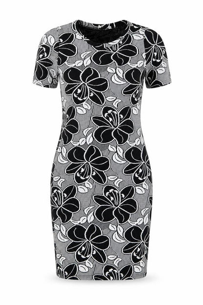 Peacocks Womens Black Floral Polyester A-Line Size 8 Round Neck - Flowers