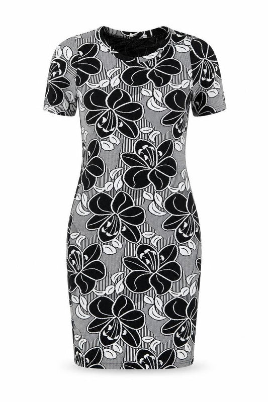Peacocks Womens Black Floral Polyester A-Line Size 8 Round Neck - Flowers