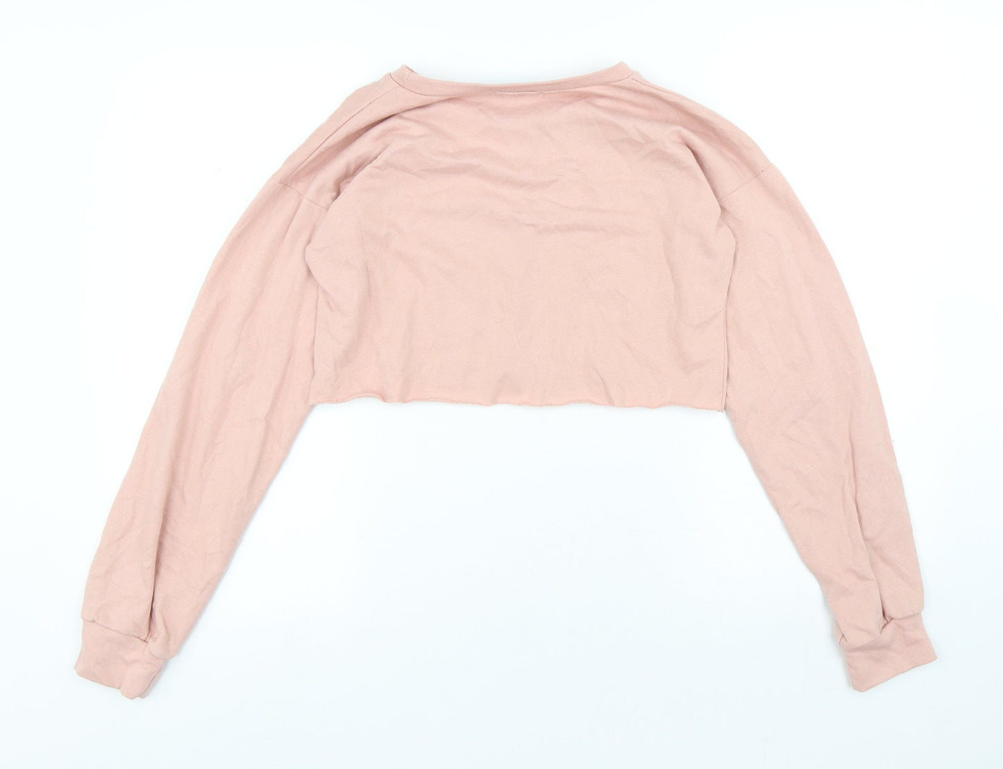 PRETTYLITTLETHING Womens Pink Cotton Pullover Sweatshirt Size 6 - Cropped