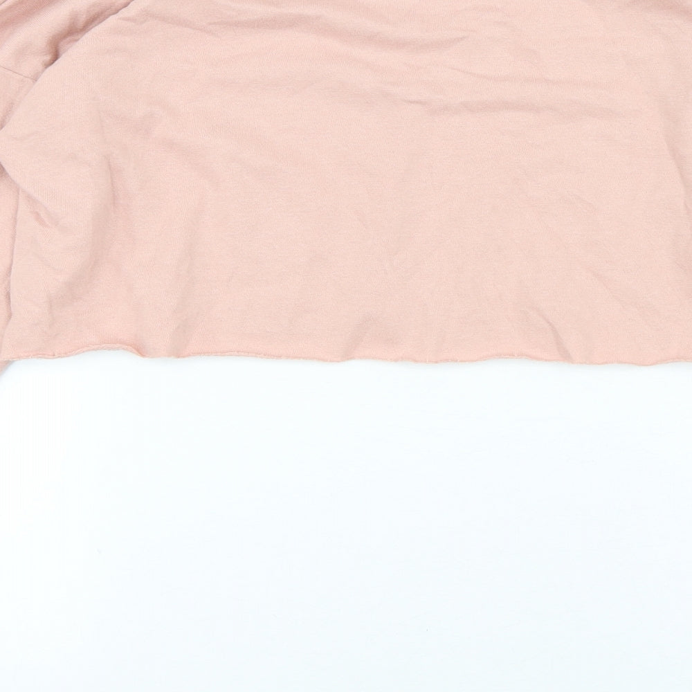 PRETTYLITTLETHING Womens Pink Cotton Pullover Sweatshirt Size 6 - Cropped