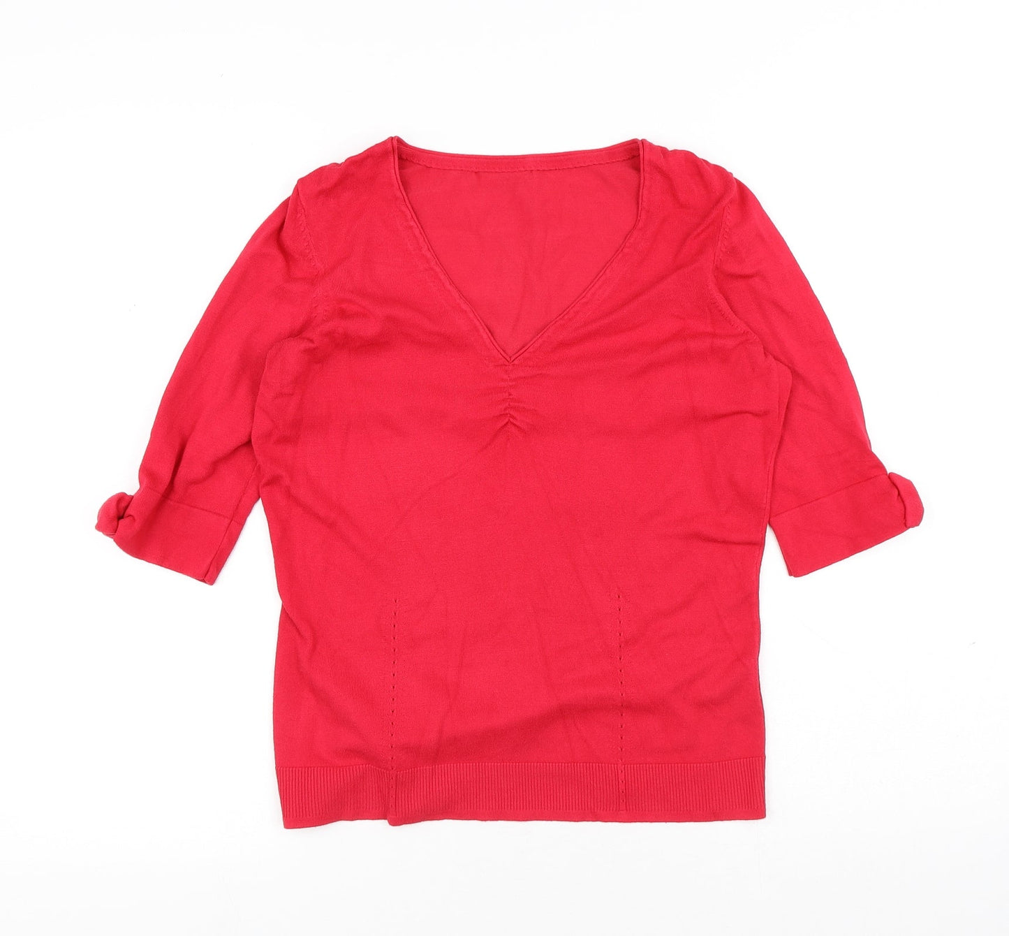 Coast Womens Red Viscose Basic T-Shirt Size M V-Neck