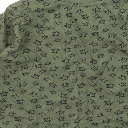 Earlydays Boys Green Geometric Cotton Basic T-Shirt Size 6-9 Months Round Neck - Stars