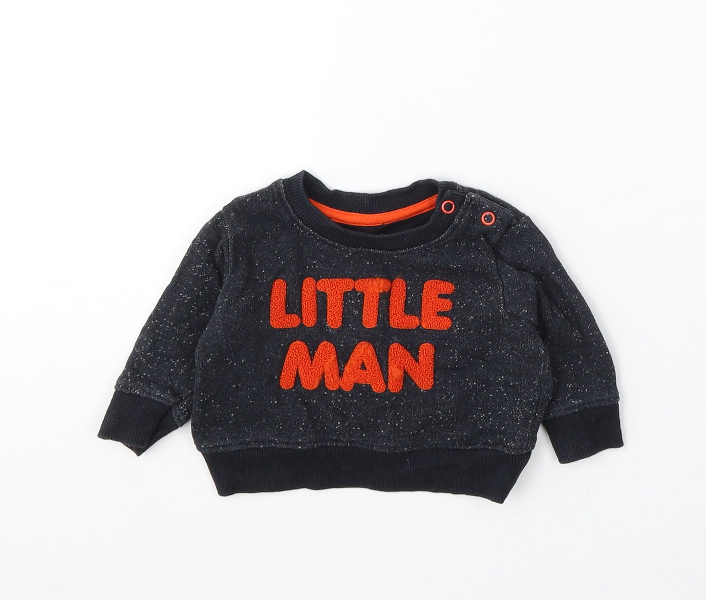 Earlydays Boys Black Cotton Pullover Jumper Size 3-6 Months Snap - Little Man