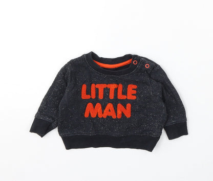 Earlydays Boys Black Cotton Pullover Jumper Size 3-6 Months Snap - Little Man